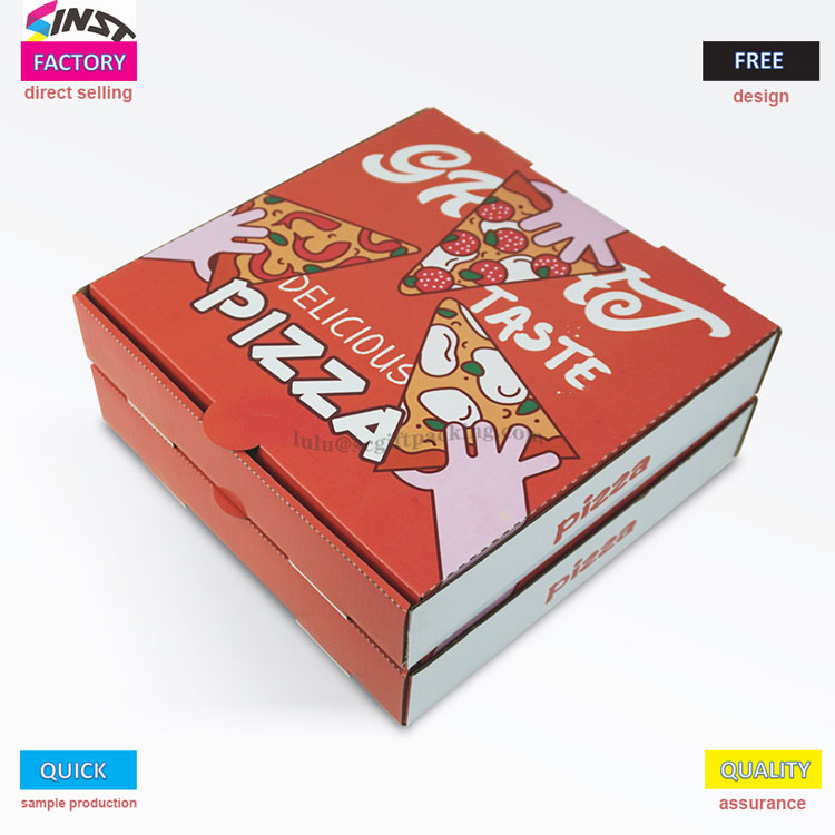 Kırmızı kalın inek derisi pizza oluklu kutu